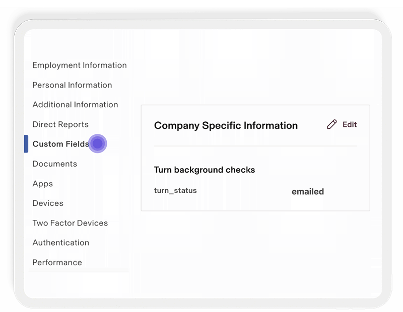 Click the Custom Fields menu