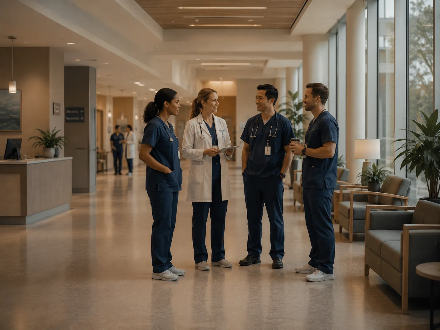 Healthcare professionals in a clinical environment
